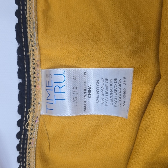 Time and Tru Floral Mustard Yellow Top and Bottom - Picture 2 of 5